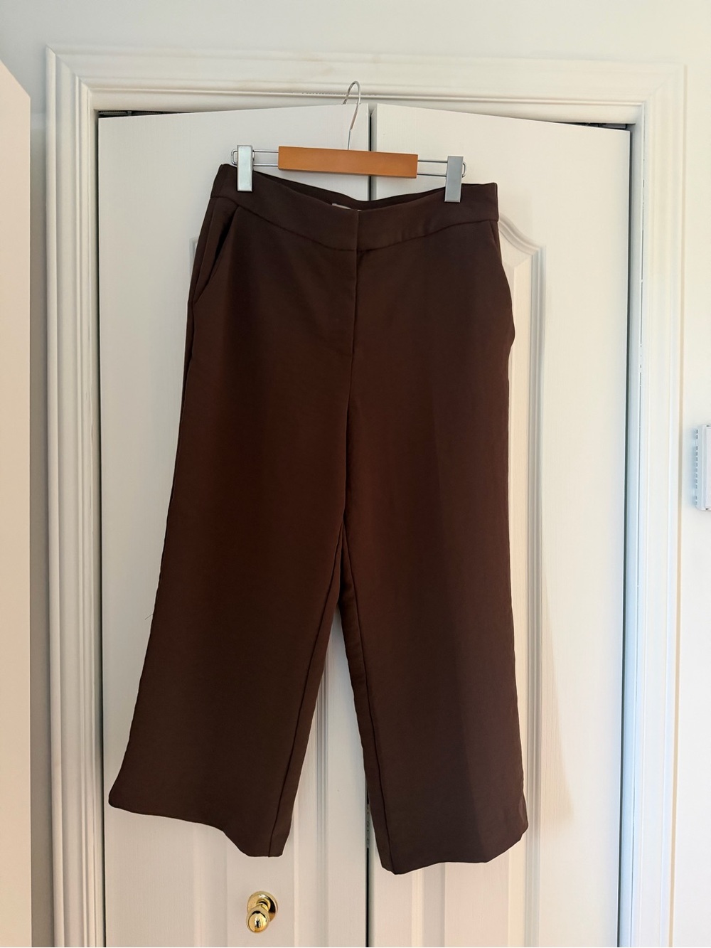 Wide-Leg Crop Pants — Brown